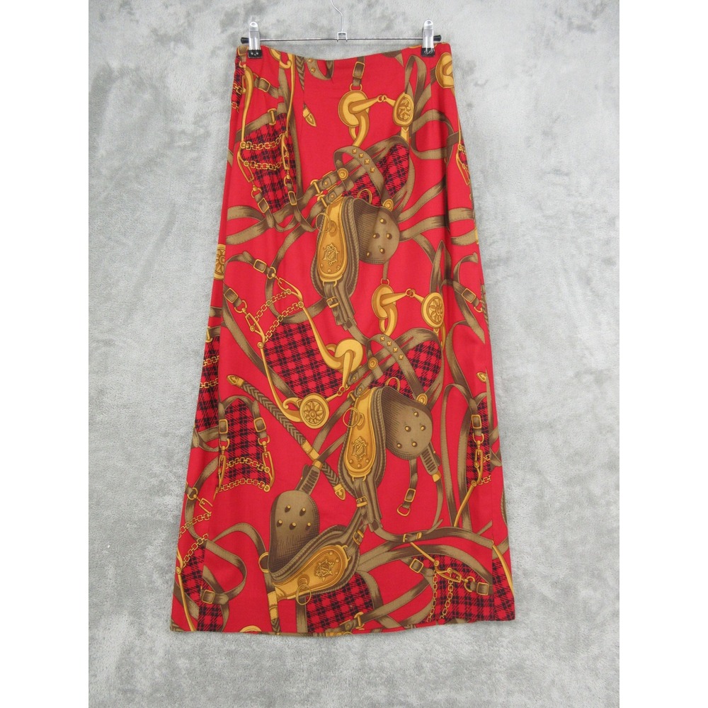 Vintage Carlisle Skirt Womens Size 6 Equestrian Silk Wool Wrap Southwestern Red